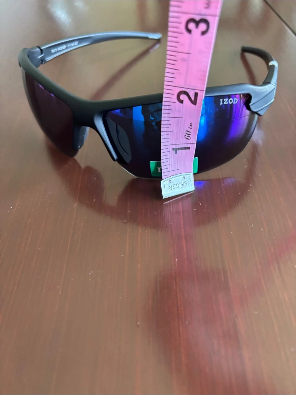 Izod Blue Mirror Rimless wrap around frame, 100% UV protection sporty,6013